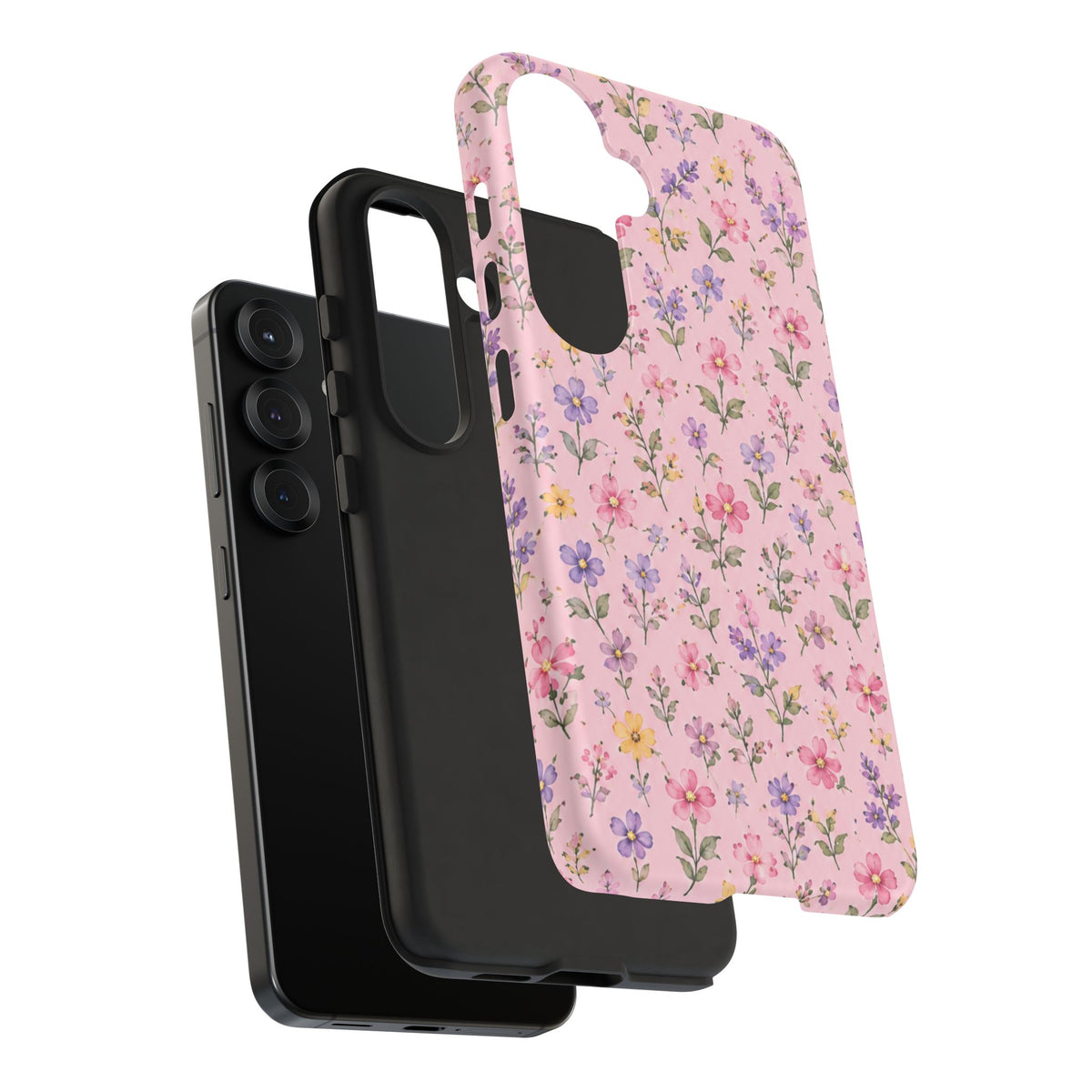 Floral Pink Tough Phone Case — Pastel Wildflower Protective Case