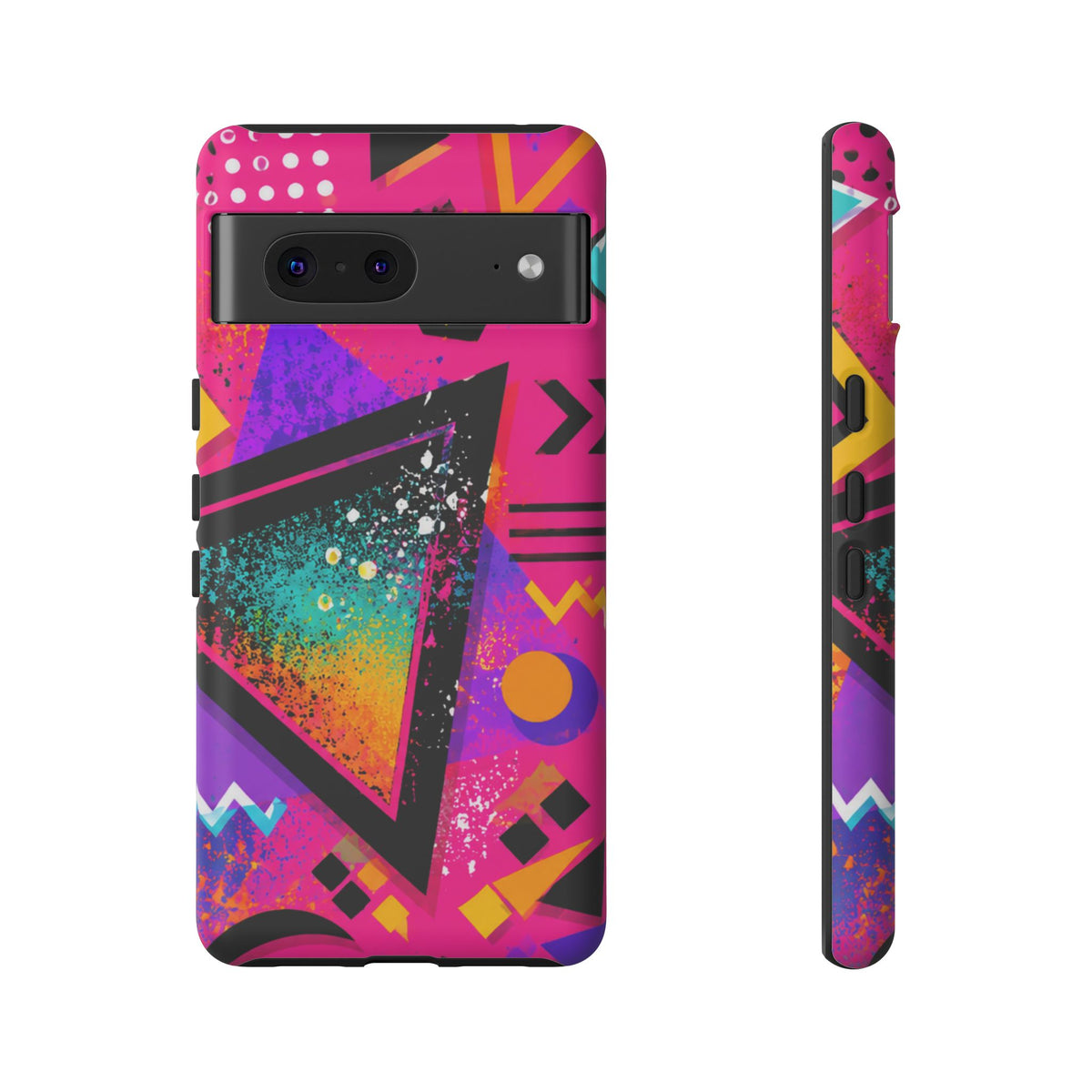 Retro 80s Geometric Phone Case — Neon Triangle Tough Case