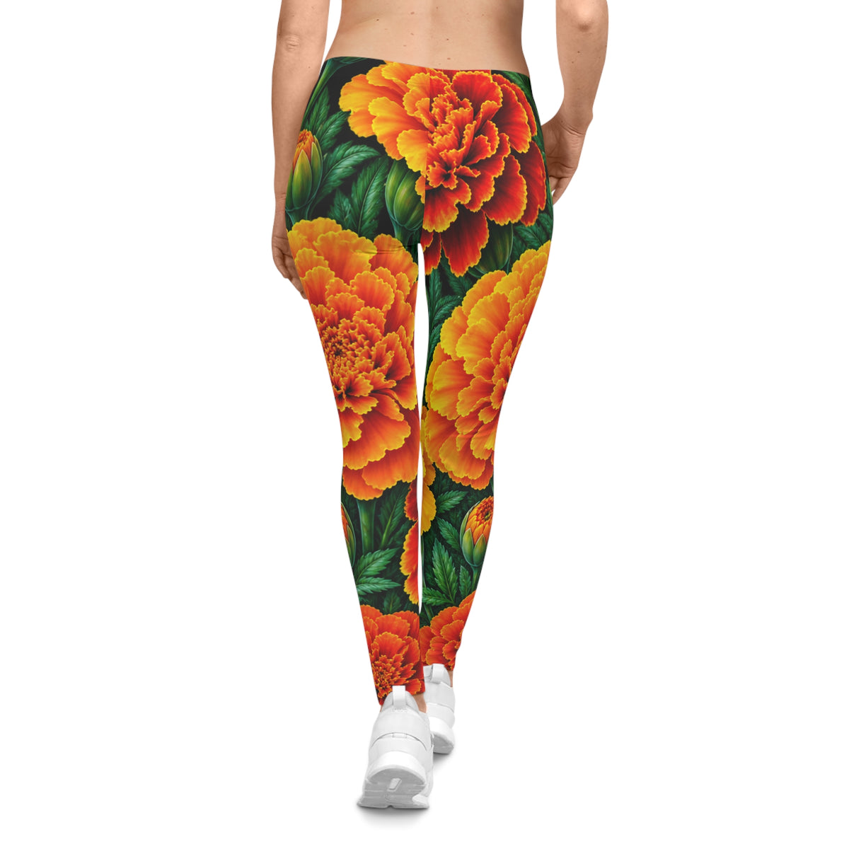 Marigold Garden Leggings — Vibrant Floral All-Over-Print Yoga Leggings