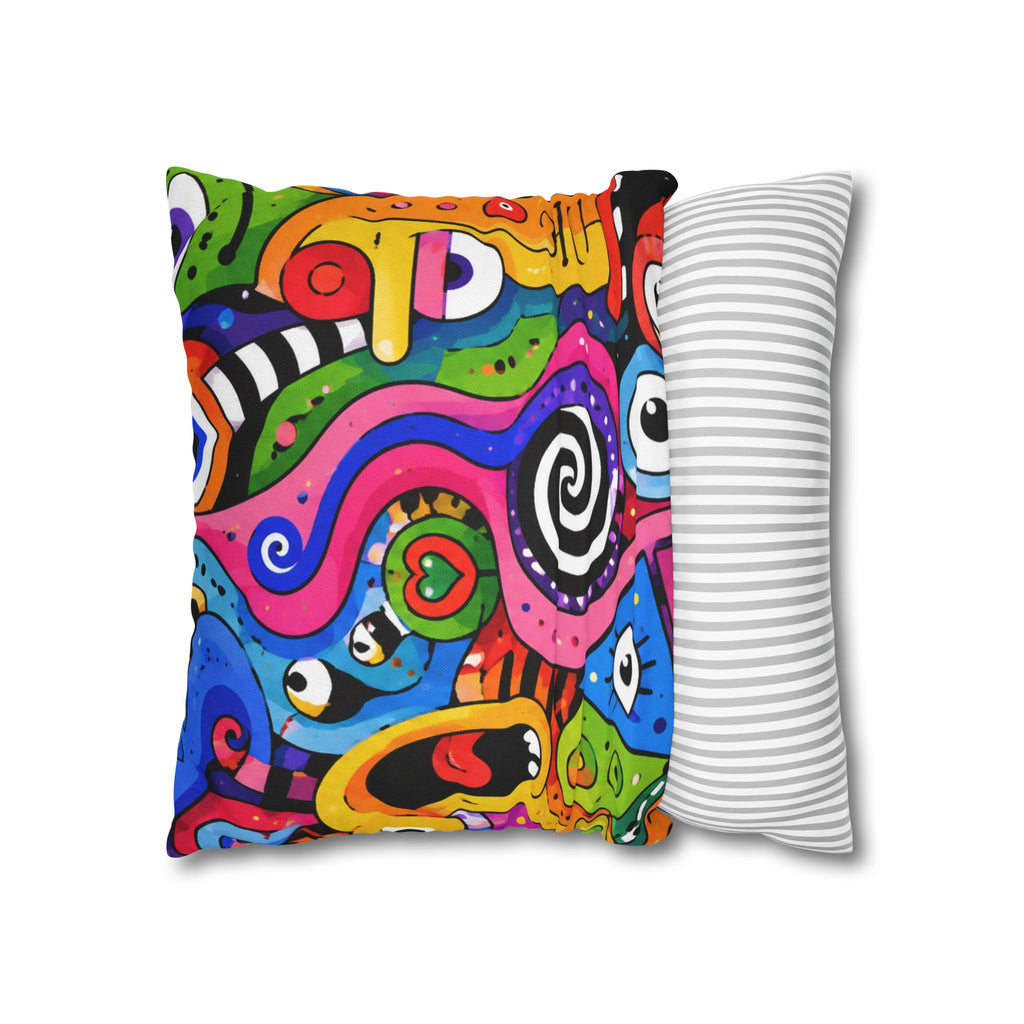 Colorful Abstract Doodle Pillowcase | Spun Polyester Square Pillowcase
