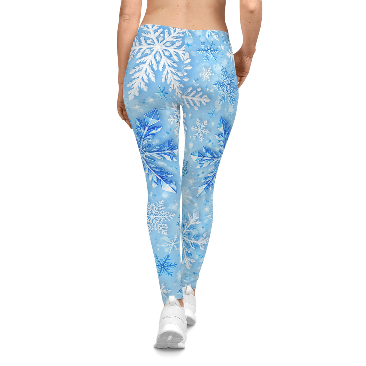 Winter Snowflake Leggings — Blue Holiday All-Over Print