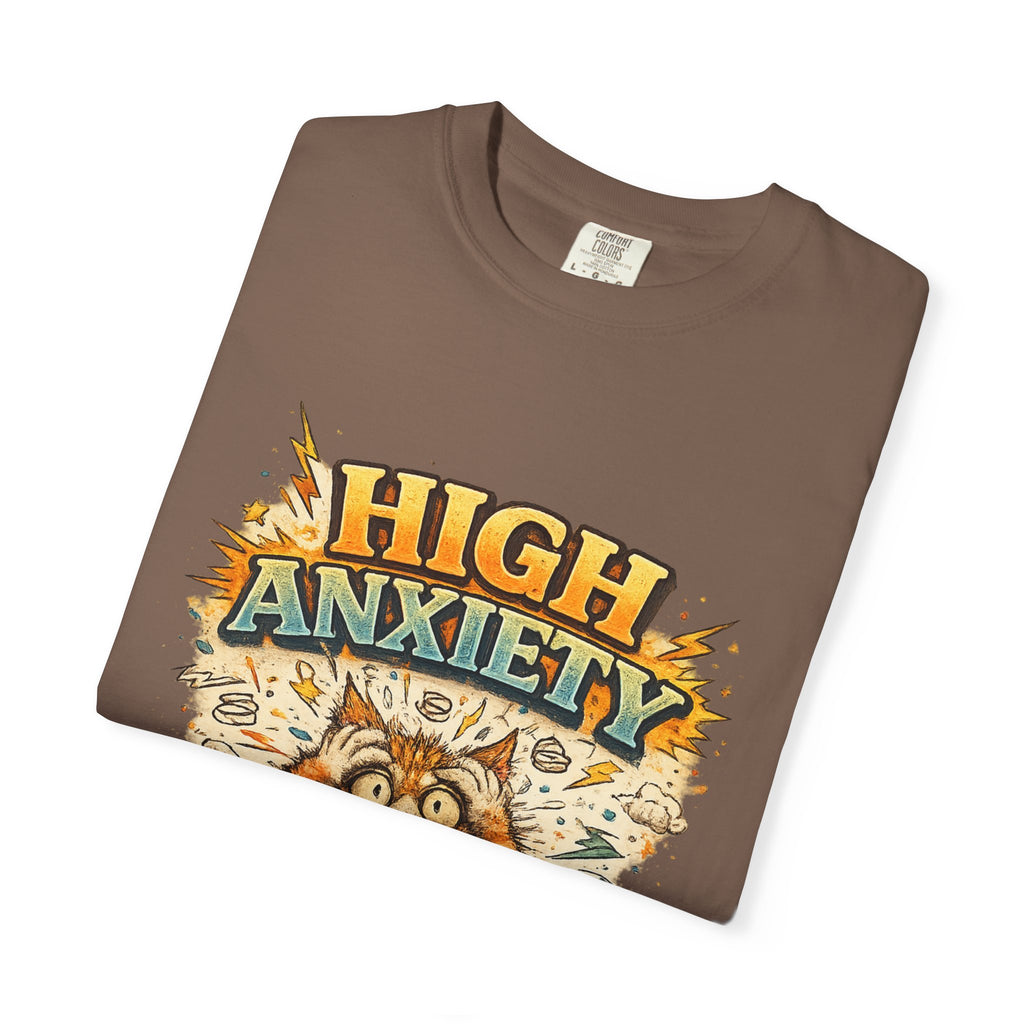 High Anxiety Cat Illustration T-shirt | Nervous Kitty Graphic Tee