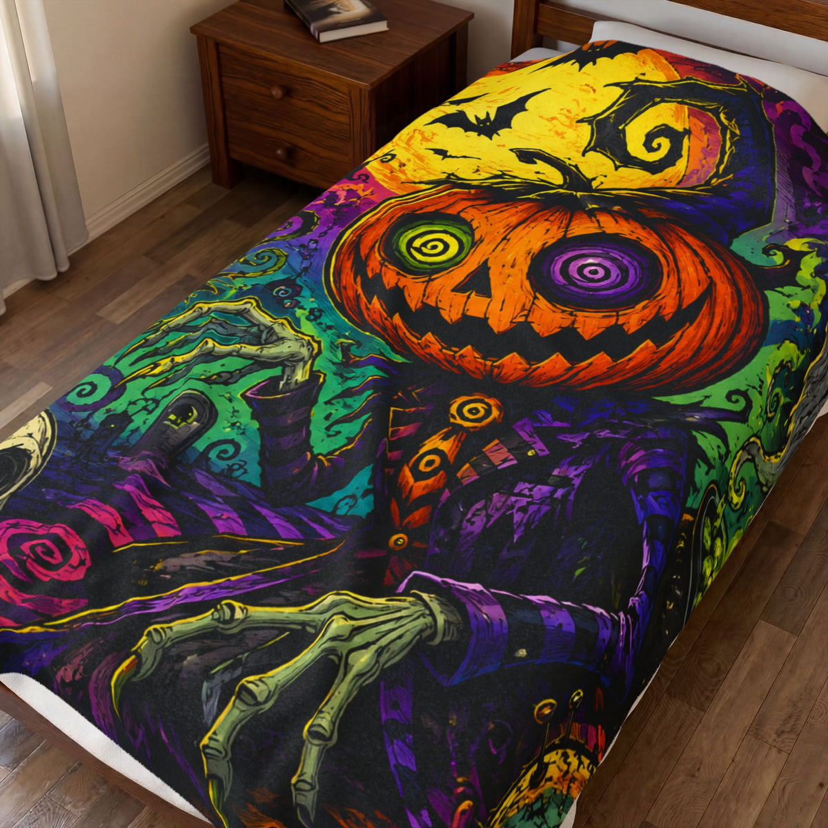 Psychedelic Pumpkin Halloween Velveteen Plush Blanket