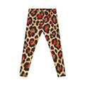 Leopard Print Women's Leggings – Bold Red & Tan Animal Pattern