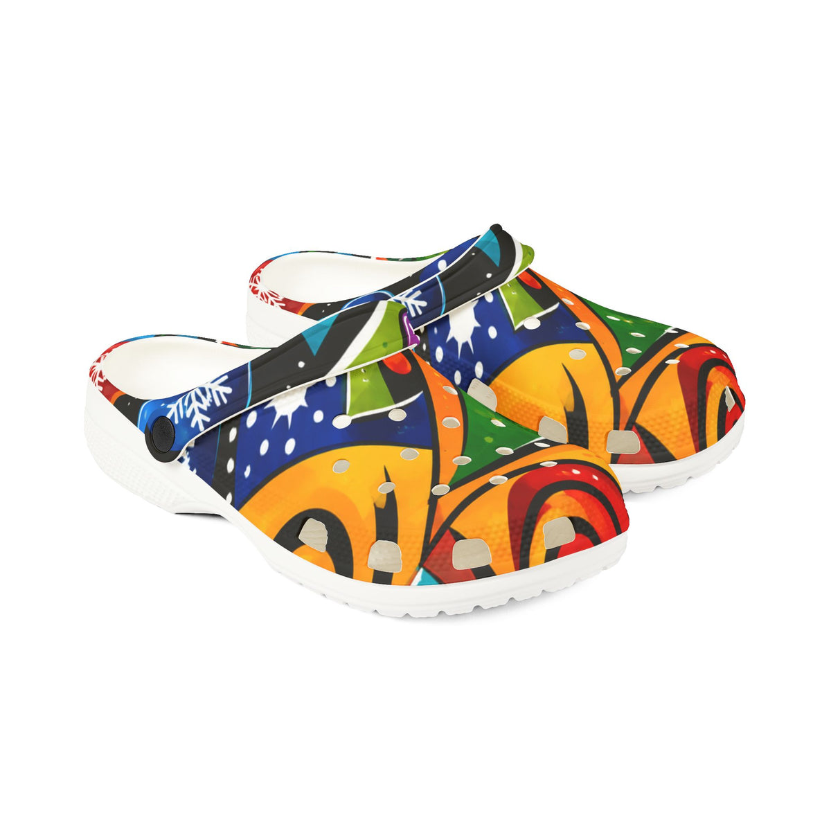 Colorful Abstract EVA Foam Clogs — Vibrant All-Over-Print Slip-On Shoes