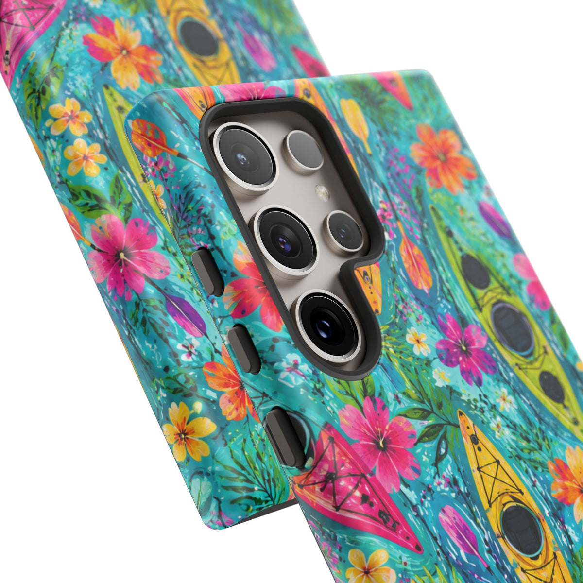 Tropical Kayak Phone Case – Colorful Floral Waterproof Pattern