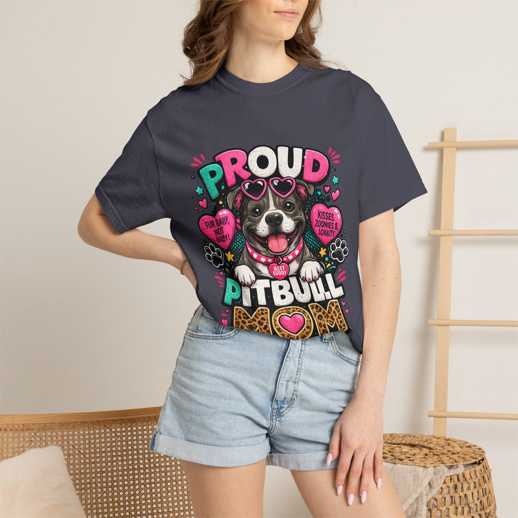 Proud Pitbull Mom T-Shirt | Cute Pitbull Illustration