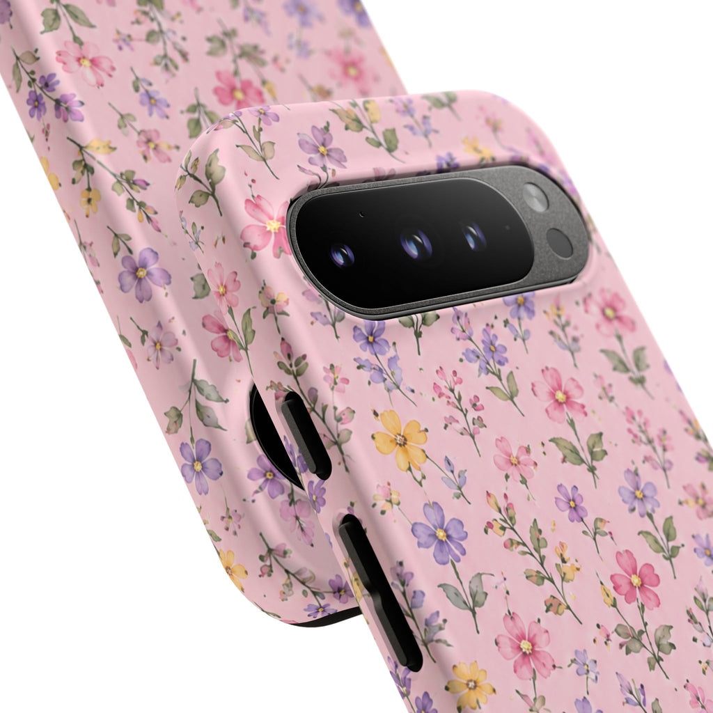 Floral Pink Tough Phone Case — Pastel Wildflower Protective Case