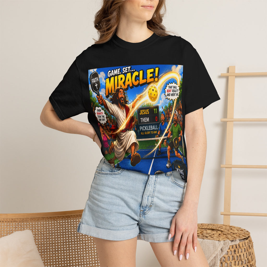 Game, Set, Miracle! Jesus Pickleball Graphic T-Shirt