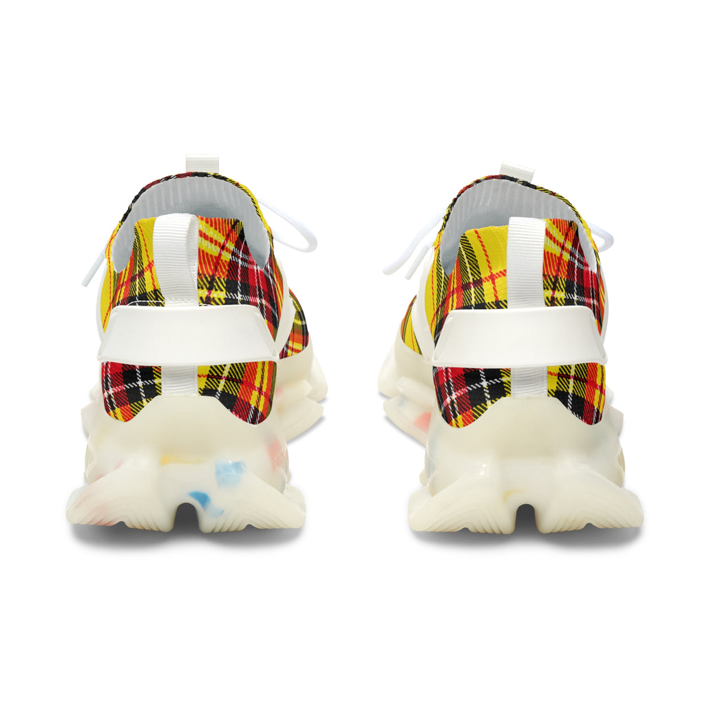 Yellow Plaid Women's Mesh Sneakers — Lightweight Fashion Trainer