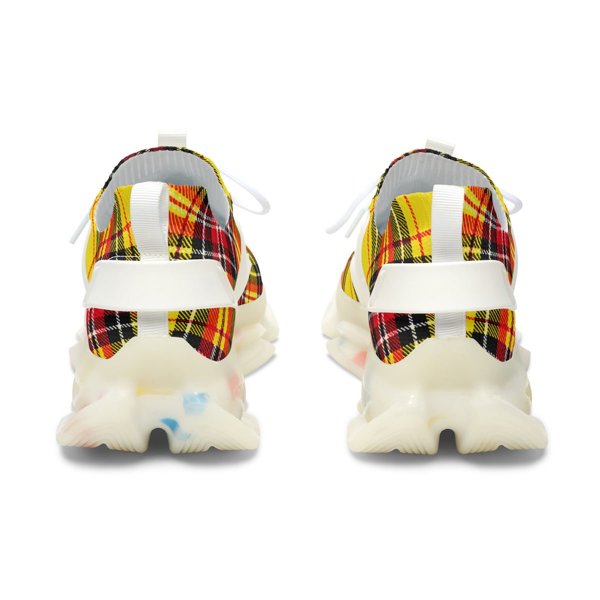 Yellow Plaid Women's Mesh Sneakers — Lightweight Fashion Trainer