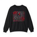 Spider Rose Crewneck Sweatshirt — Red & Black Gothic Spiderweb Design