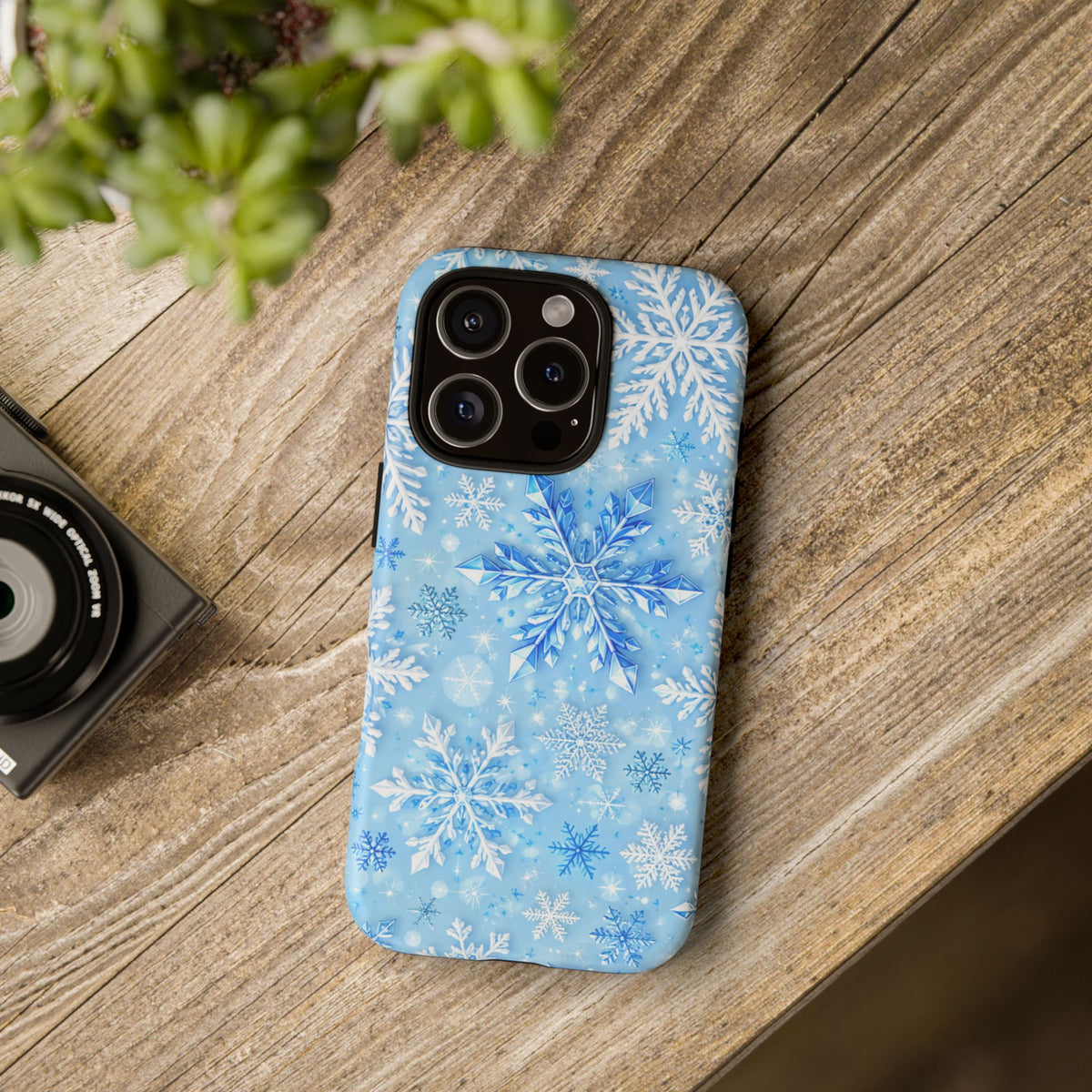 Winter Snowflake Tough Phone Case — Blue Holiday Protective Cover