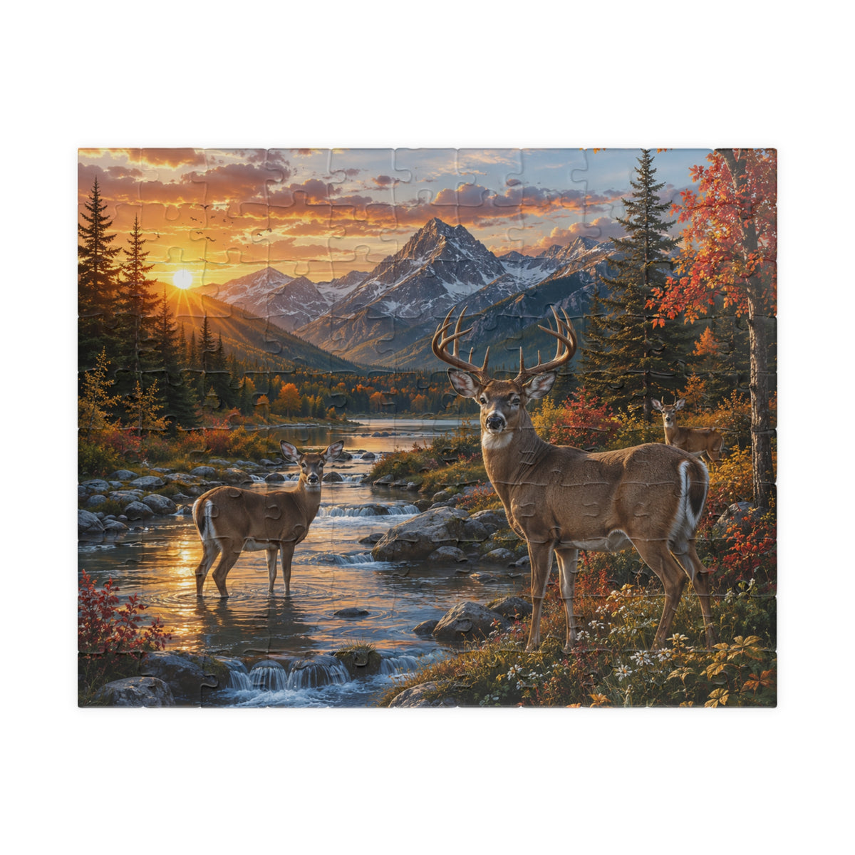 Deer Mountain Sunset Puzzle | Scenic Nature Jigsaw