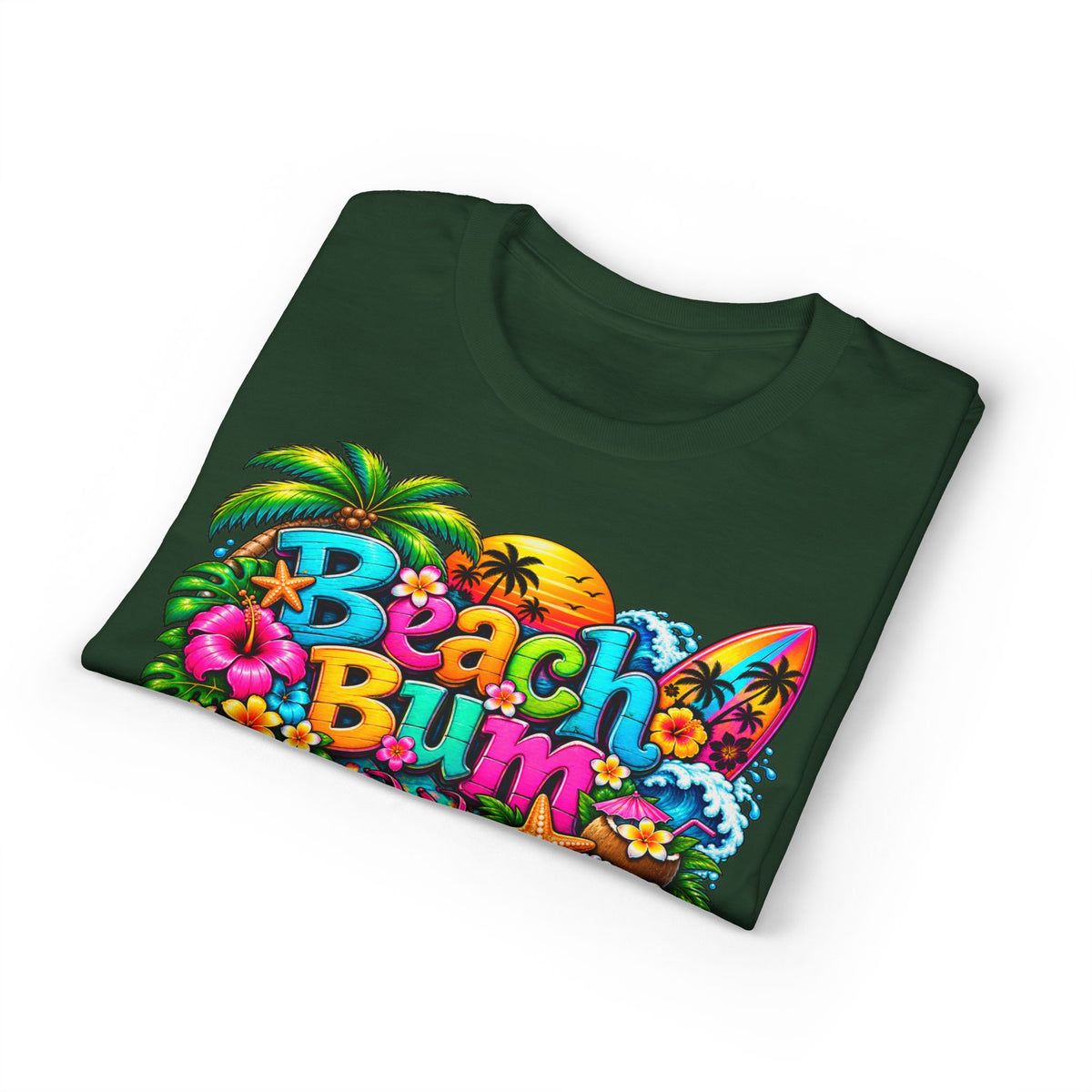 Beach Bum T-Shirt — Colorful Surf & Tropical Graphic Tee