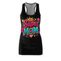 Super Mom graphic Racerback Dress | Colorful Crown Heart Stars