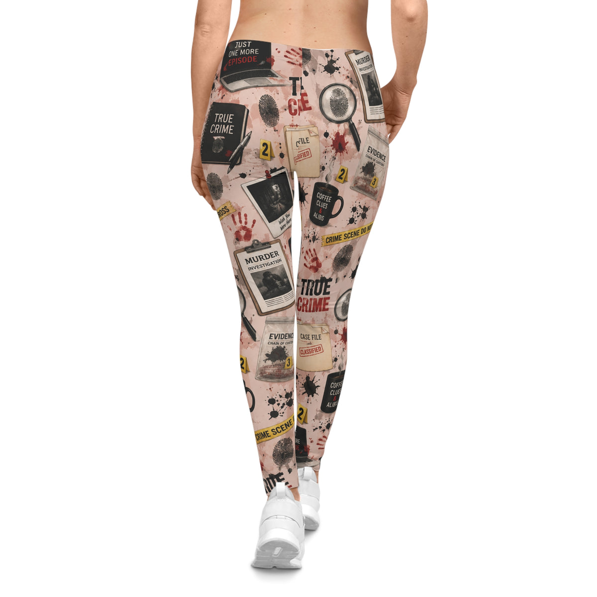 True Crime Pattern Leggings — Women's All-Over Print Casual Leggings