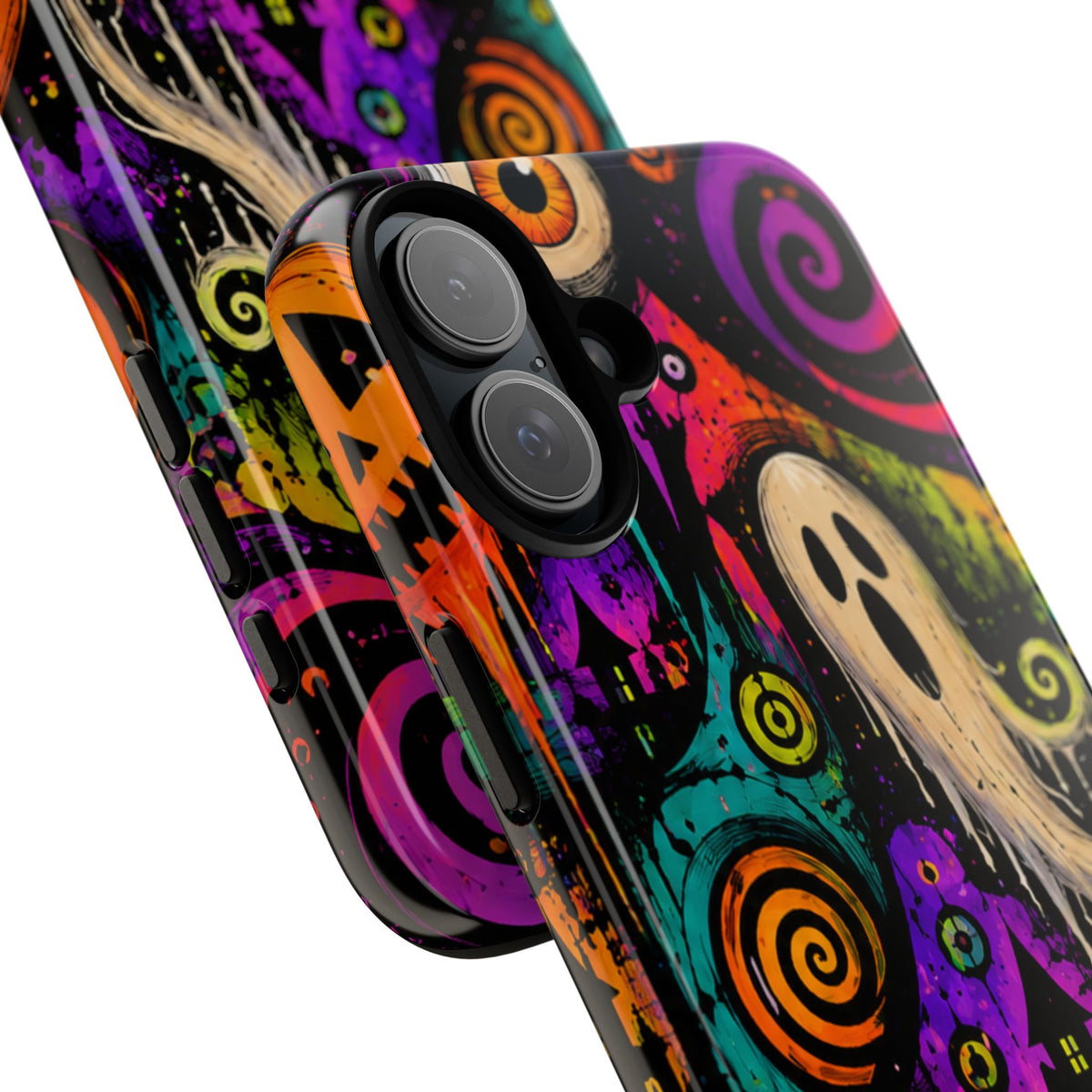 Halloween Ghost Phone Case — Colorful Spooky Skull & Haunted House Tough Case