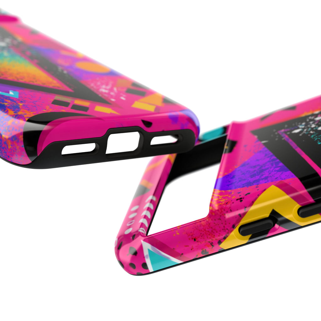 Retro 80s Geometric Phone Case — Neon Triangle Tough Case