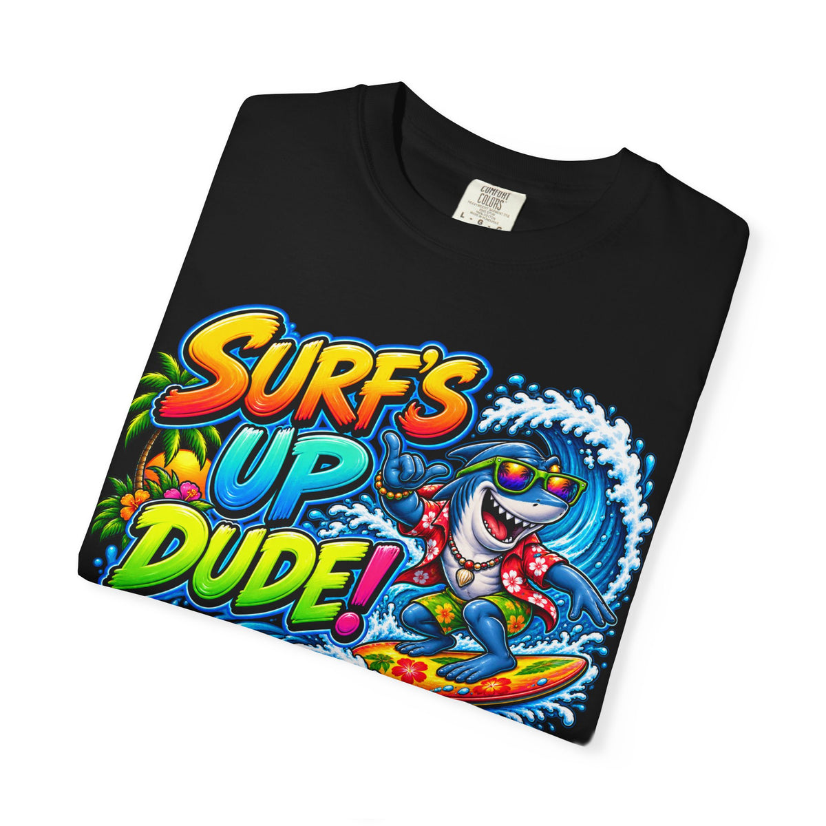 Surf's Up Dude! Surf Shark Graphic T-Shirt