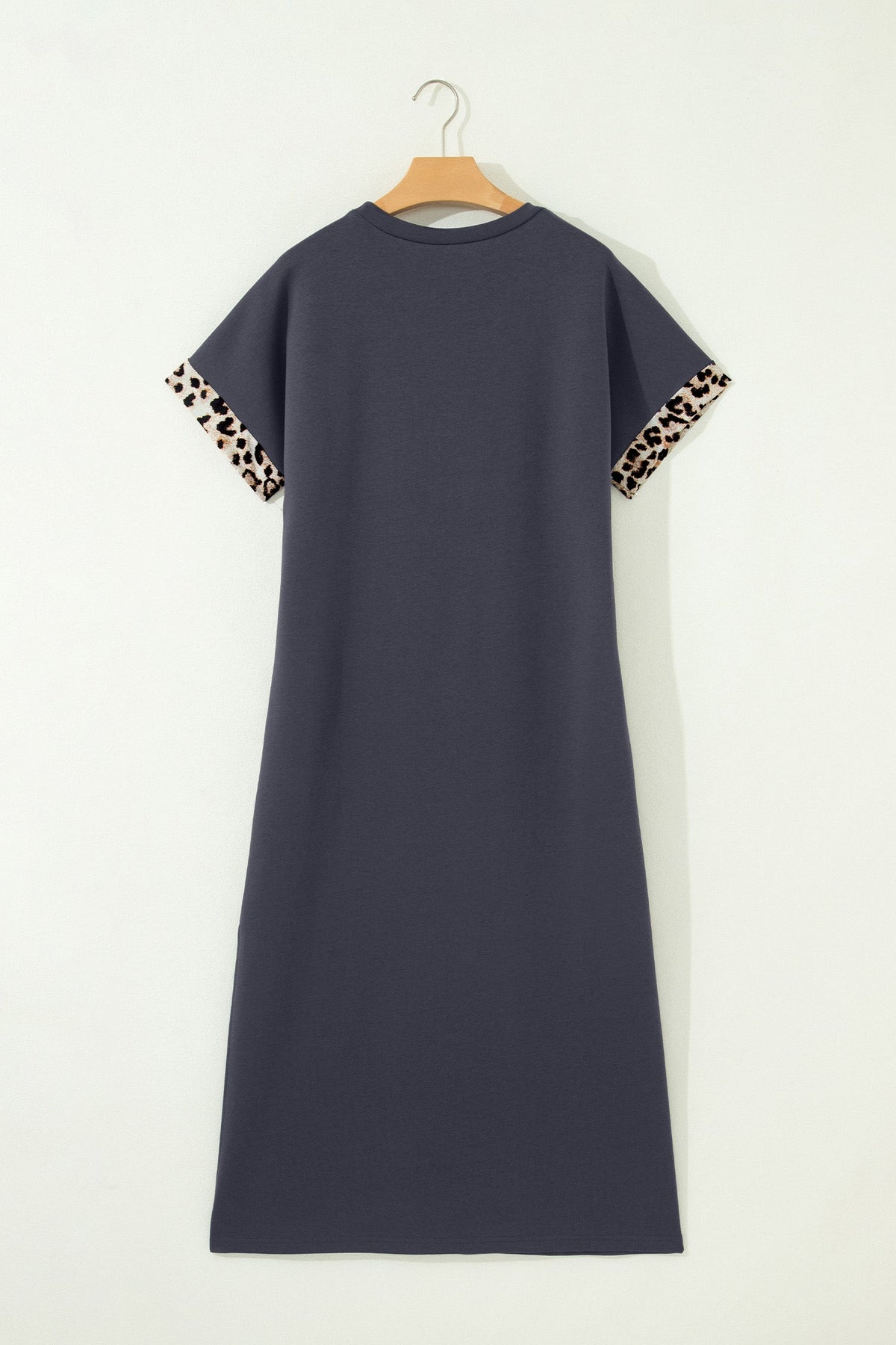 Leopard Bow Patched Short Sleeve T-Shirt Long Dress