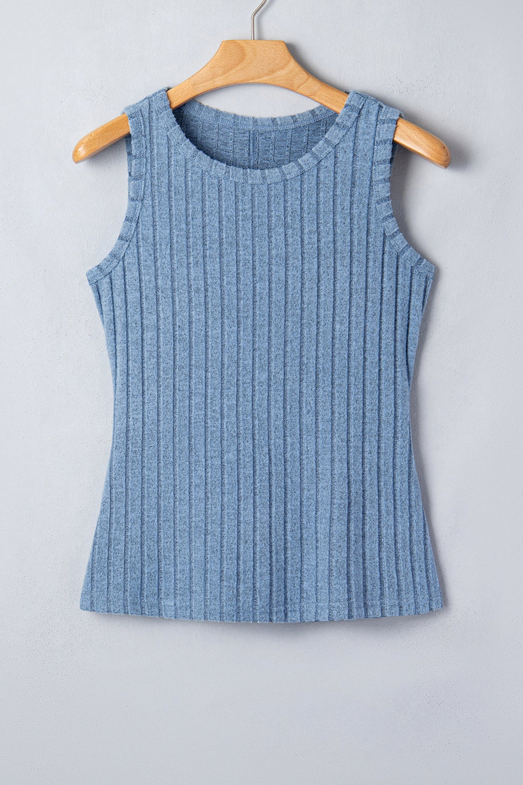 Solid Ribbed Knit Mineral Wash Tank Top