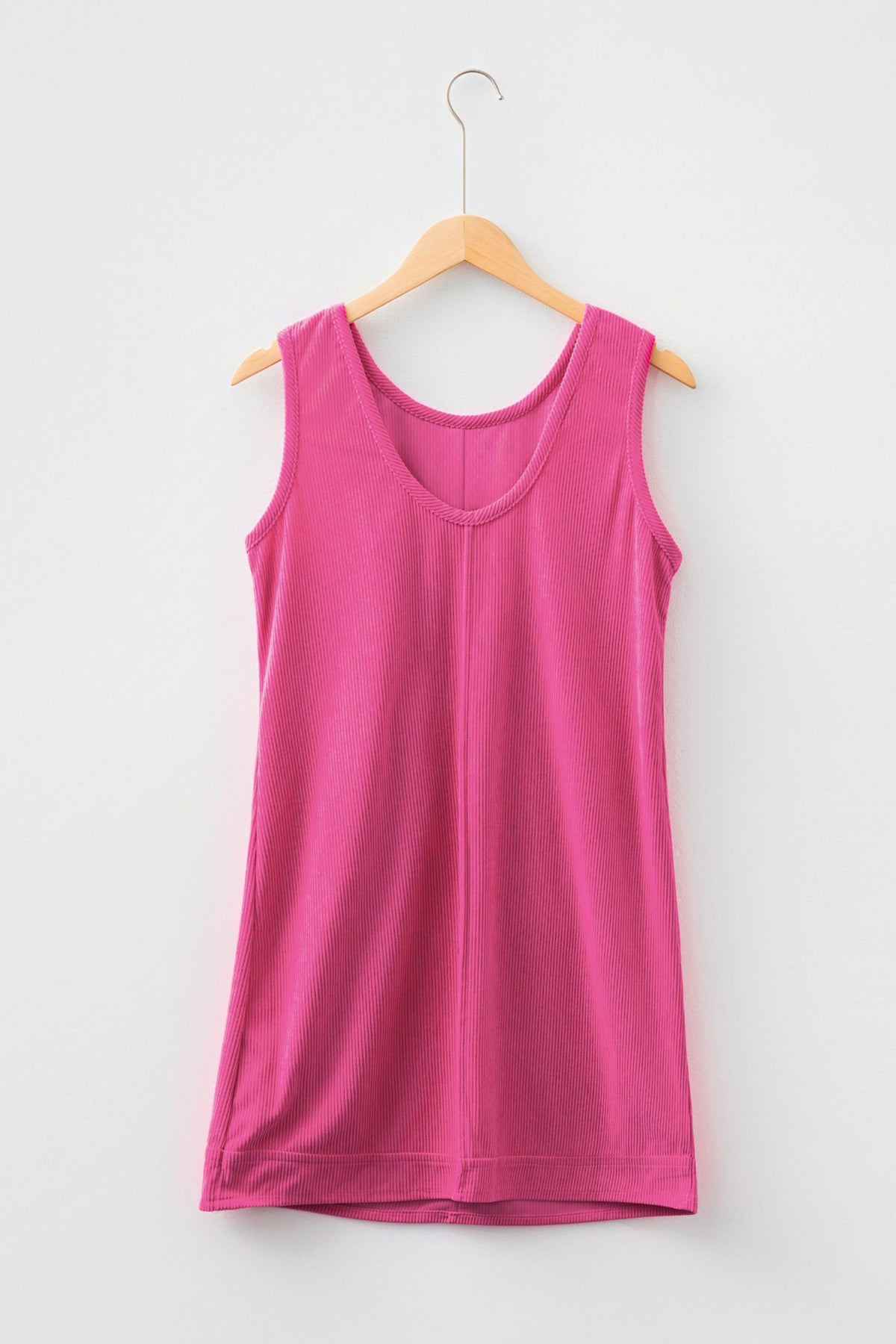 Solid Corduroy Sleeveless Pocketed Mini Dress