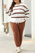 Stripe Drop Shoulder Top and Jogger Pants Set