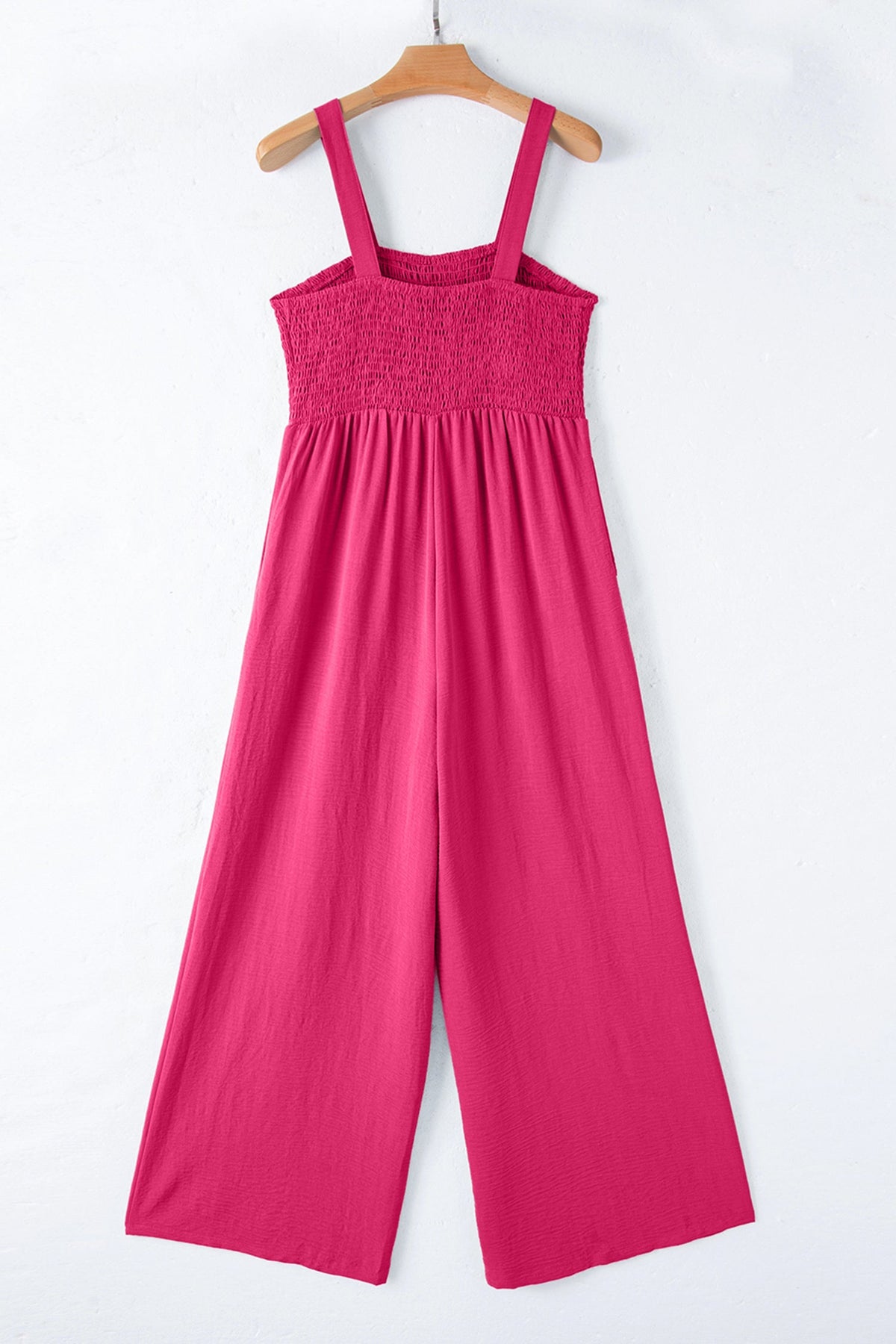 Solid Smocked Square Neck Sleeveless Jumpsuit