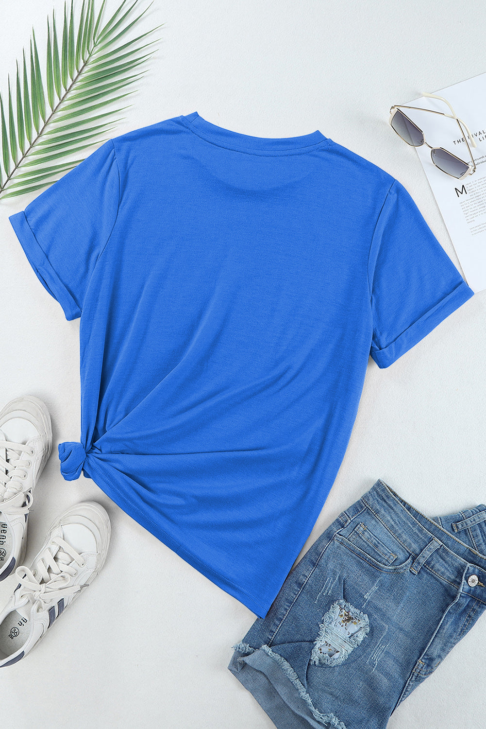 Solid Short Sleeve Crew Neck Tee