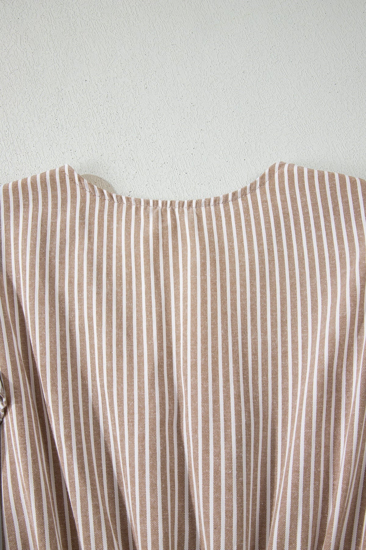 Stripe Flutter Sleeve Buttoned V-Neck Maxi Dress