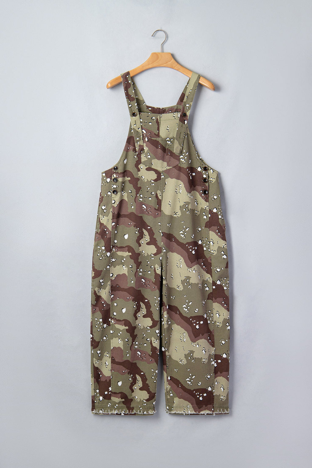 Leopard Camo Denim Loose Cropped Jumpsuit