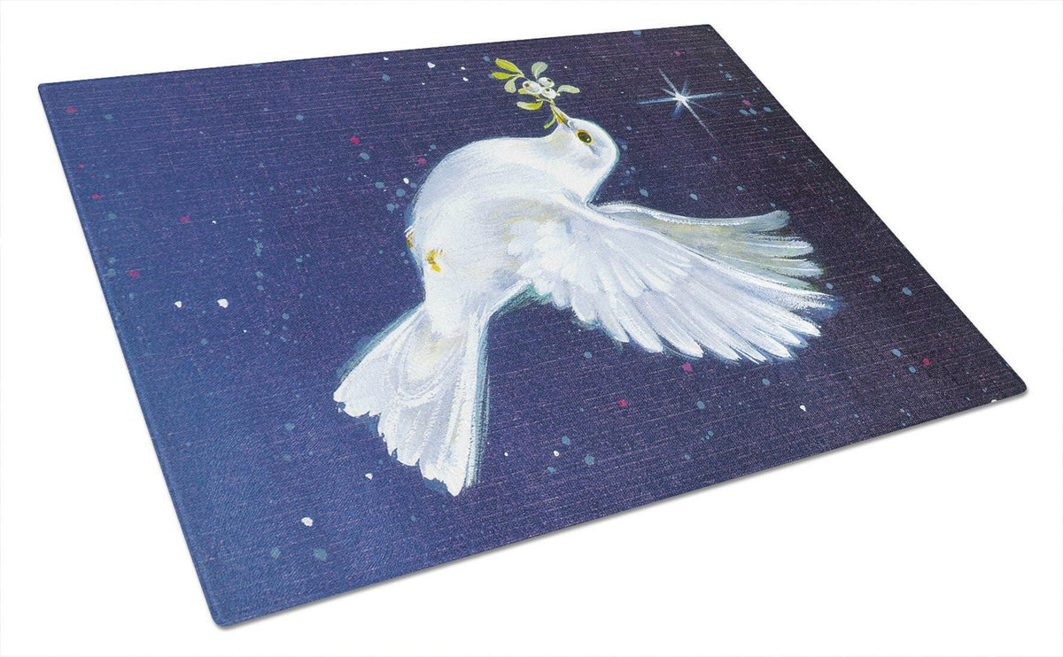 Peace Dove with the Olive Branch Cutting Board Tempered Glass Kitchen Cutting Surface, Heat Resistant Chopping, Non-Slip Feet, Food Prep & Serving