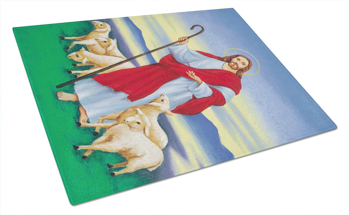 Jesus The Good Shepherd Cutting Board Tempered Glass Kitchen Cutting Surface, Heat Resistant Chopping, Non-Slip Feet, Food Prep & Serving