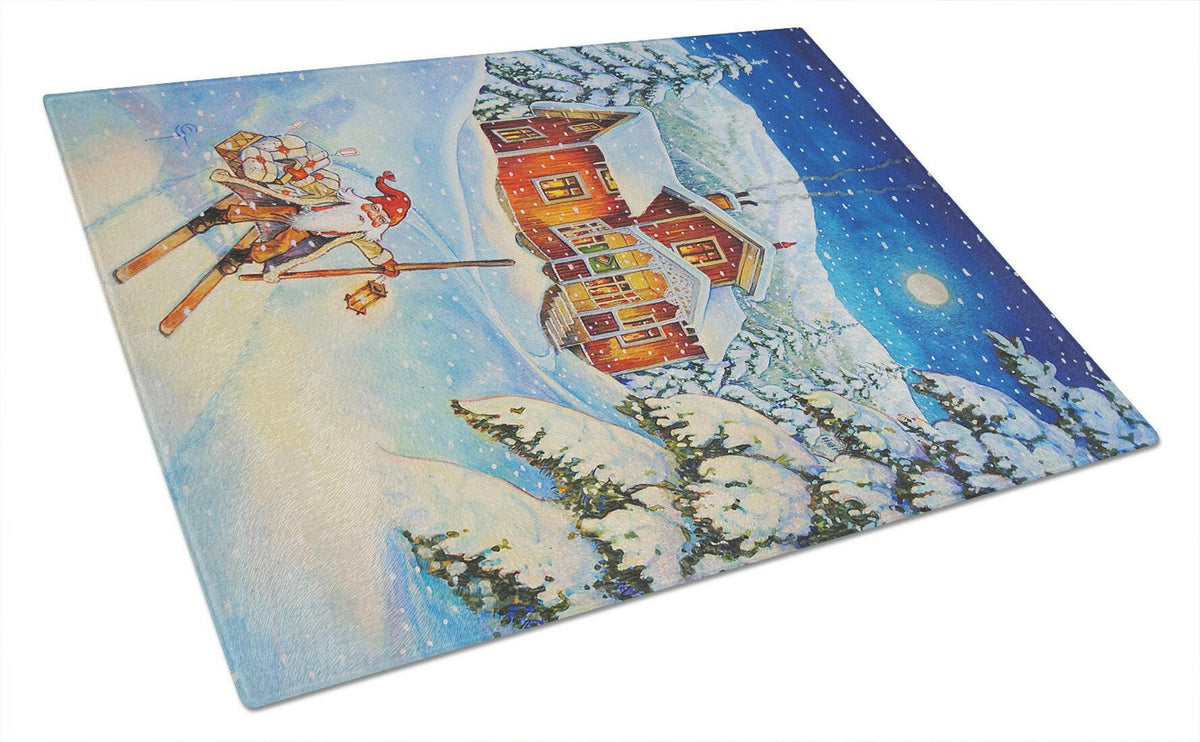 Christmas Gnome Headed out Cutting Board Tempered Glass Kitchen Cutting Surface, Heat Resistant Chopping, Non-Slip Feet, Food Prep & Serving