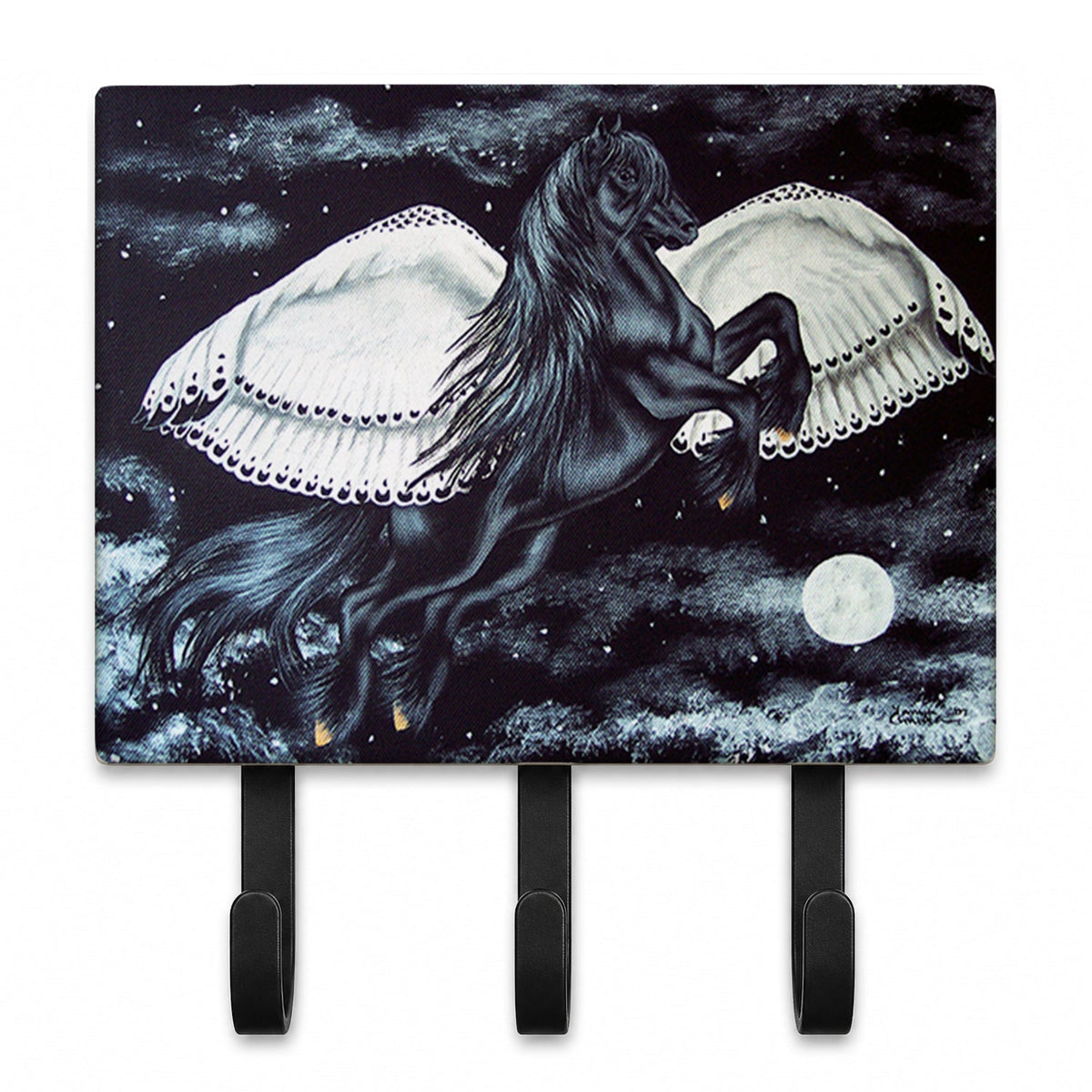 Black Flying Horse Leash or Key Holder Wall Hooks, Coat Rack Wall Mount, for Hanging Keys, Towels, Aprons, Leashes