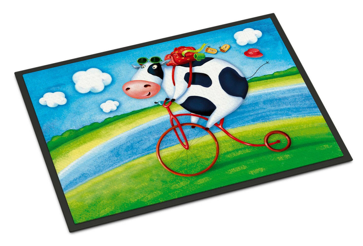 Cow riding Bicycle Doormat Indoor Outdoor 18H X 27W Front Door Mat Rugs for Entryway, Non Slip Washable