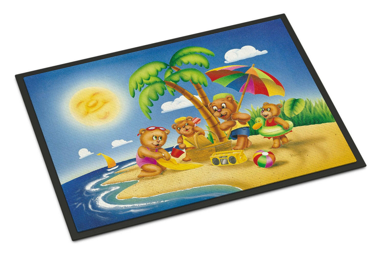 Bears Playing at the Beach Doormat Indoor Outdoor 18H X 27W Front Door Mat Rugs for Entryway, Non Slip Washable