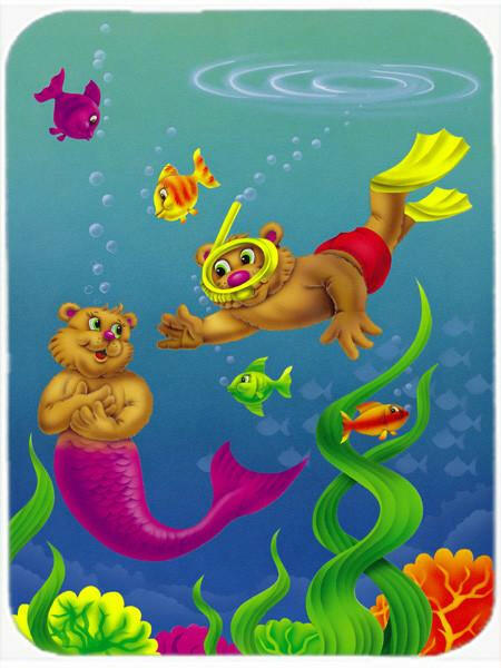 Teddy Bear Mermaid and Diver Mouse Pad, Heat Resistant Trivet Hot Pad , Non Slip Rubber Desk Mat, Kitchen Counter Protector, Home Office Decor Gift