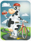 Cow on a Bike Ride Cutting Board Tempered Glass Kitchen Cutting Surface, Heat Resistant Chopping, Non-Slip Feet, Food Prep & Serving
