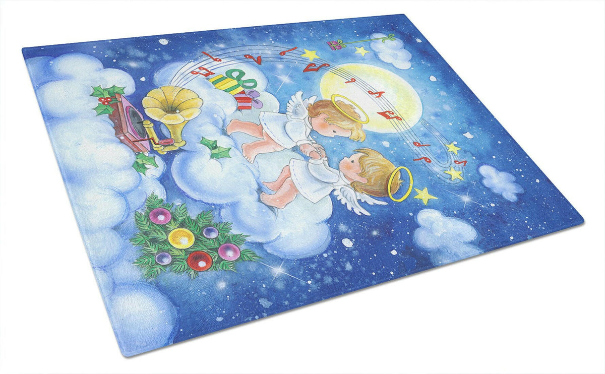 Angels Making Music Together Cutting Board Tempered Glass Kitchen Cutting Surface, Heat Resistant Chopping, Non-Slip Feet, Food Prep & Serving