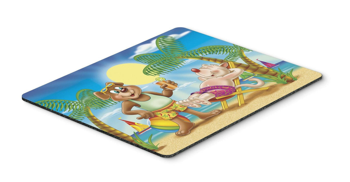 Bears Relaxing at the Beach Mouse Pad, Heat Resistant Trivet Hot Pad , Non Slip Rubber Desk Mat, Kitchen Counter Protector, Home Office Decor Gift