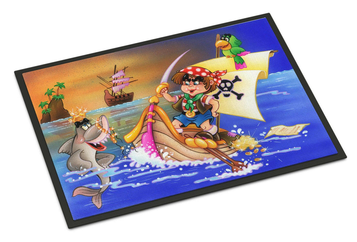 Boy Playing Piriate with Dolphin Doormat Indoor Outdoor 24H X 36W Front Door Mat Rugs for Entryway, Non Slip Washable Low Pile,