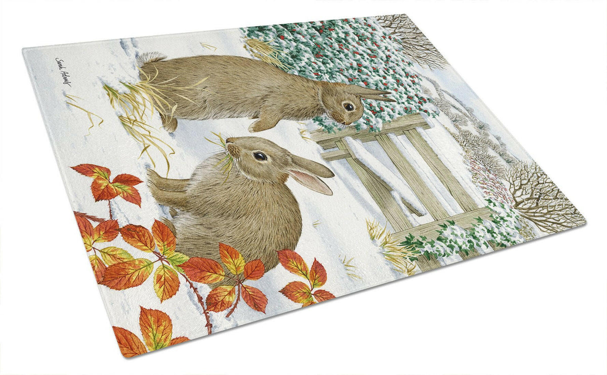 Rabbits Cutting Board Tempered Glass Kitchen Cutting Surface, Heat Resistant Chopping, Non-Slip Feet, Food Prep & Serving