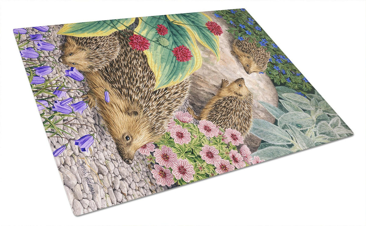 Hedgehogs Cutting Board Tempered Glass Kitchen Cutting Surface, Heat Resistant Chopping, Non-Slip Feet, Food Prep & Serving
