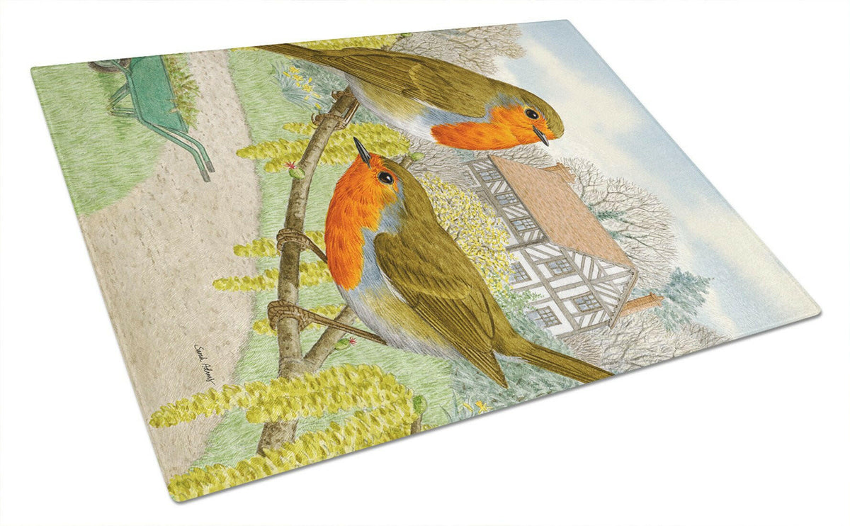European Robins Cutting Board Tempered Glass Kitchen Cutting Surface, Heat Resistant Chopping, Non-Slip Feet, Food Prep & Serving