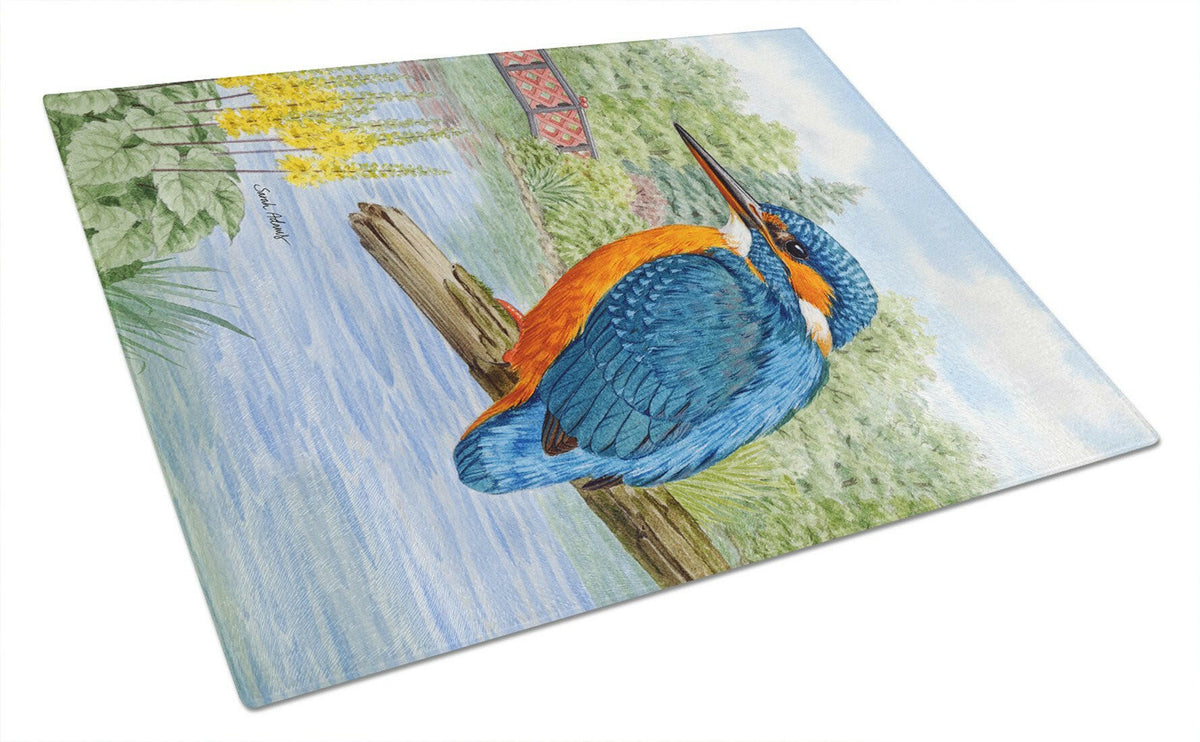 Kingfisher Cutting Board Tempered Glass Kitchen Cutting Surface, Heat Resistant Chopping, Non-Slip Feet, Food Prep & Serving