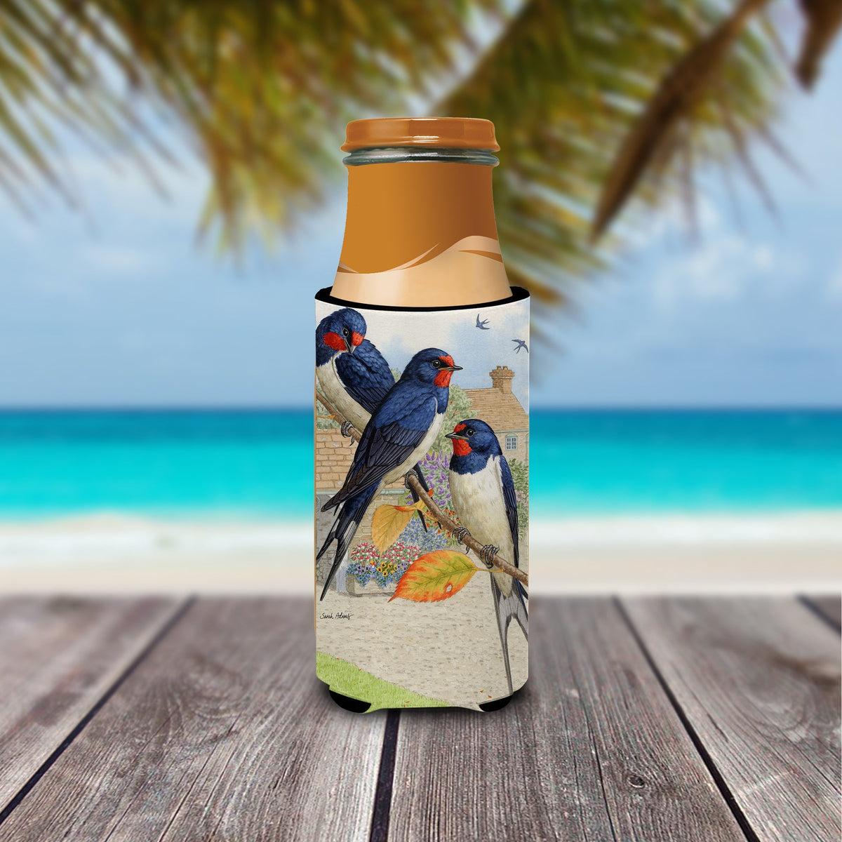 Barn Swallows Slim Can Hugger , Insulated Foam Hugger for 12 oz Slim Cans, Beer Bottles & Water Bottles, Printed in USA