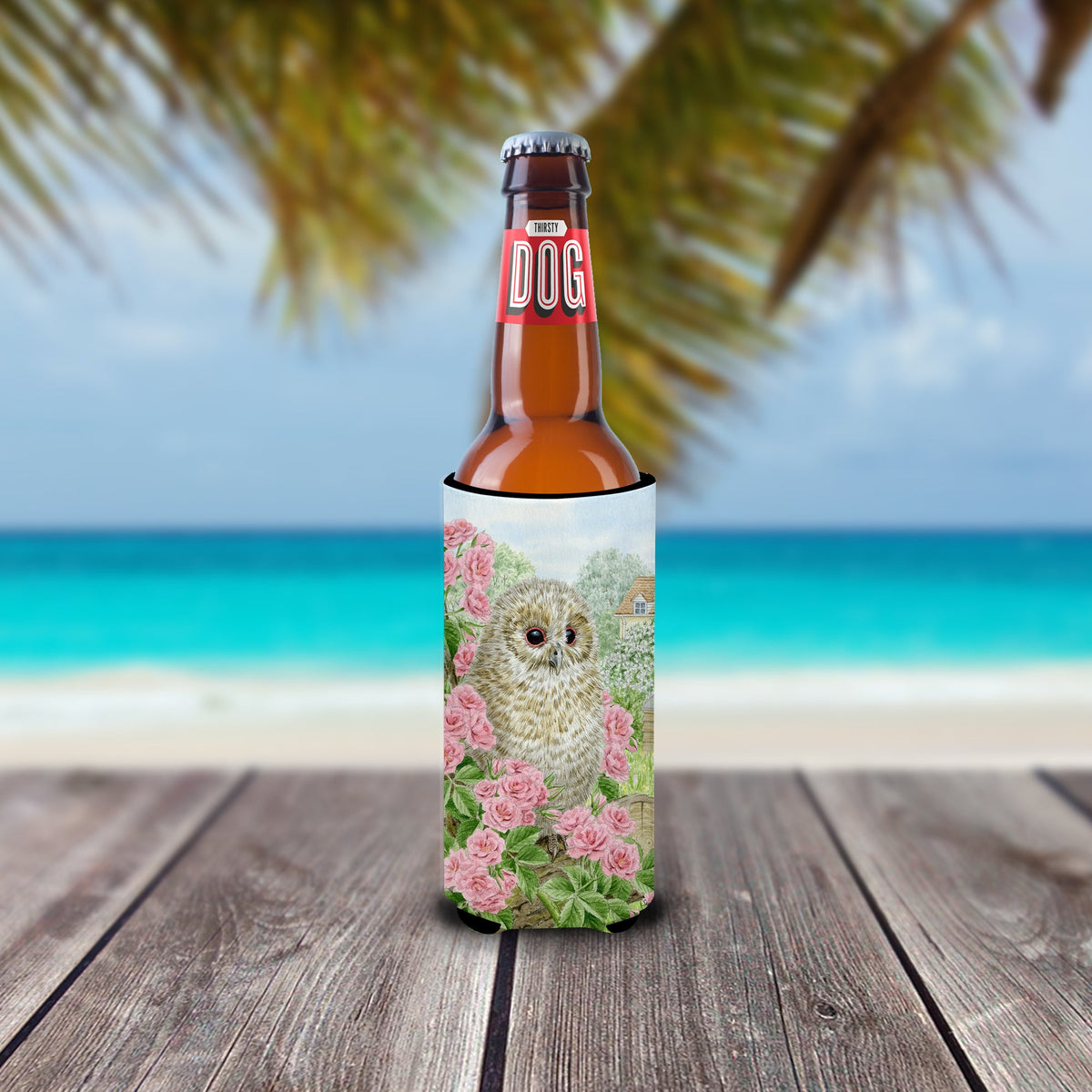 Tawny Owlet Slim Can Hugger , Insulated Foam Hugger for 12 oz Slim Cans, Beer Bottles & Water Bottles, Printed in USA