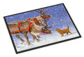 Reindeer & Cat Doormat Indoor Outdoor 18H X 27W Front Door Mat Rugs for Entryway, Non Slip Washable